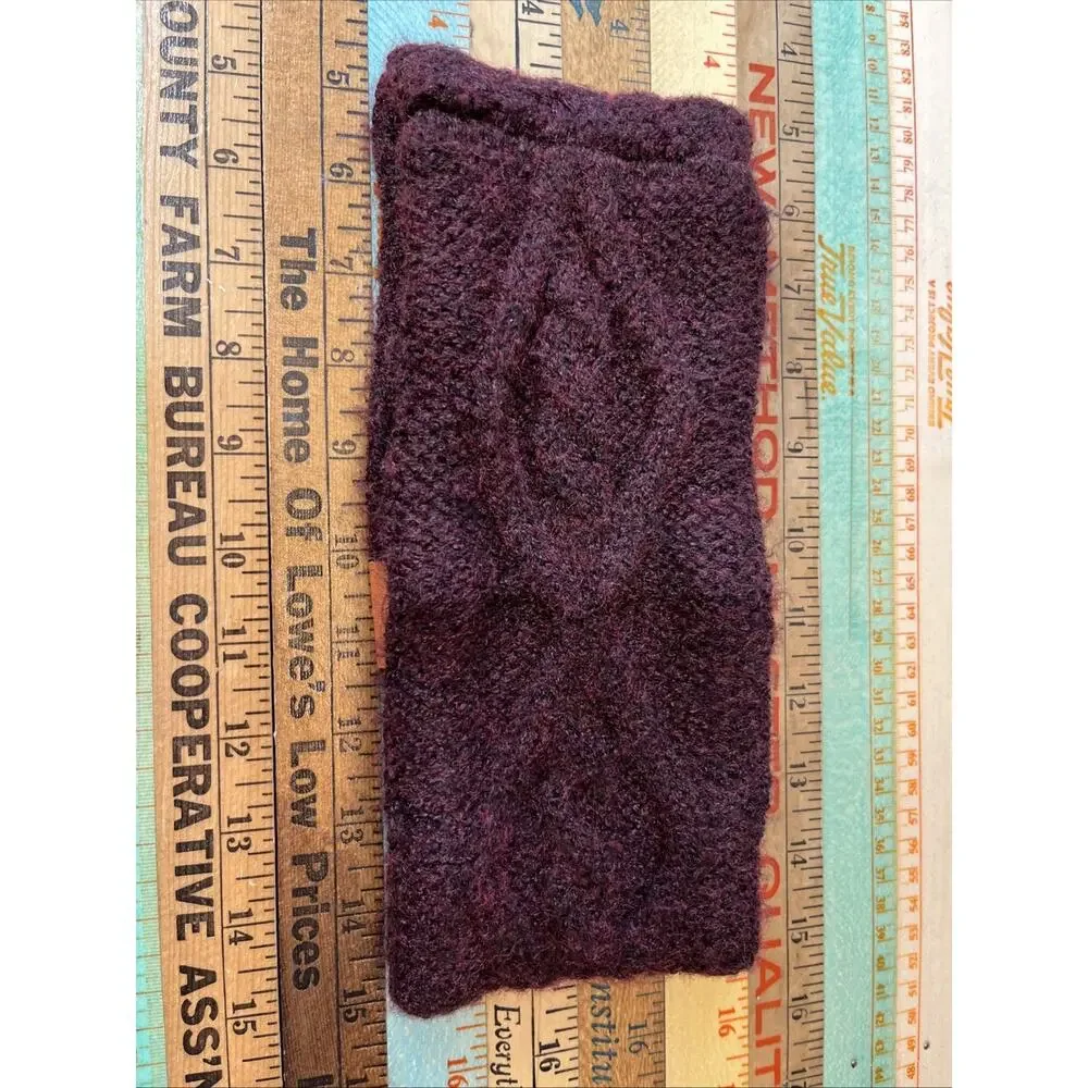 Ariat Burgundy Headband Ear Warmer Cable Knit Sherpa Fleece Lined OS Womens